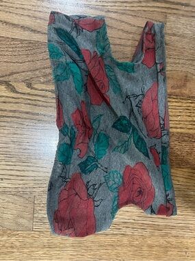 Obey Gray Crop Tank with Red Rose and Green Leaf Print